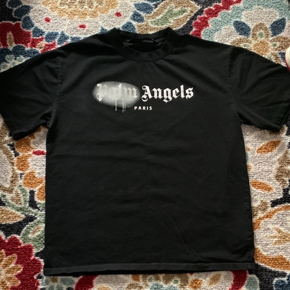 Palm Angels Black Tee with White Logo